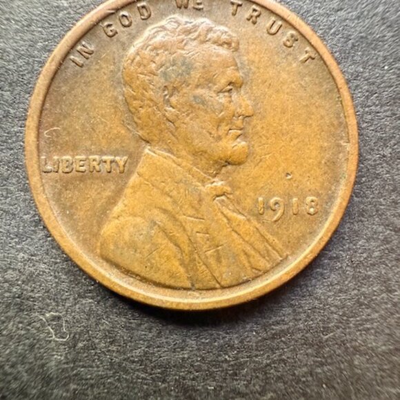 1918 1C Lincoln Wheat Cent Penny - about AU, as shown - Picture 2 of 5